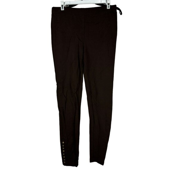 Narration Womens Brown Slim-Fit Stretch Pants W/ Gold Button Accents Size M - Picture 1 of 7